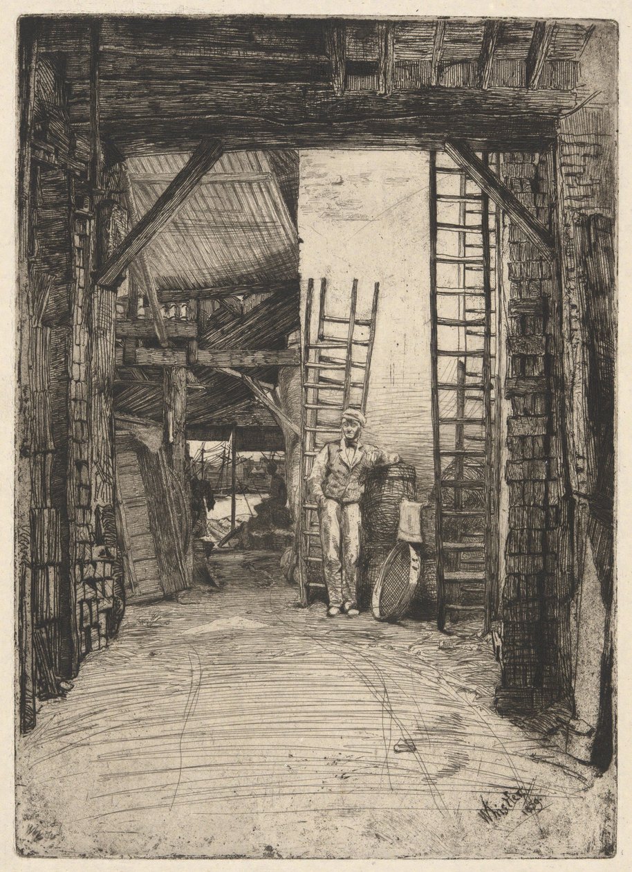 De kalkbrander, uit de Theemsreeks (een serie van zestien etsen met scènes aan de Theems en andere onderwerpen) door James McNeill Whistler