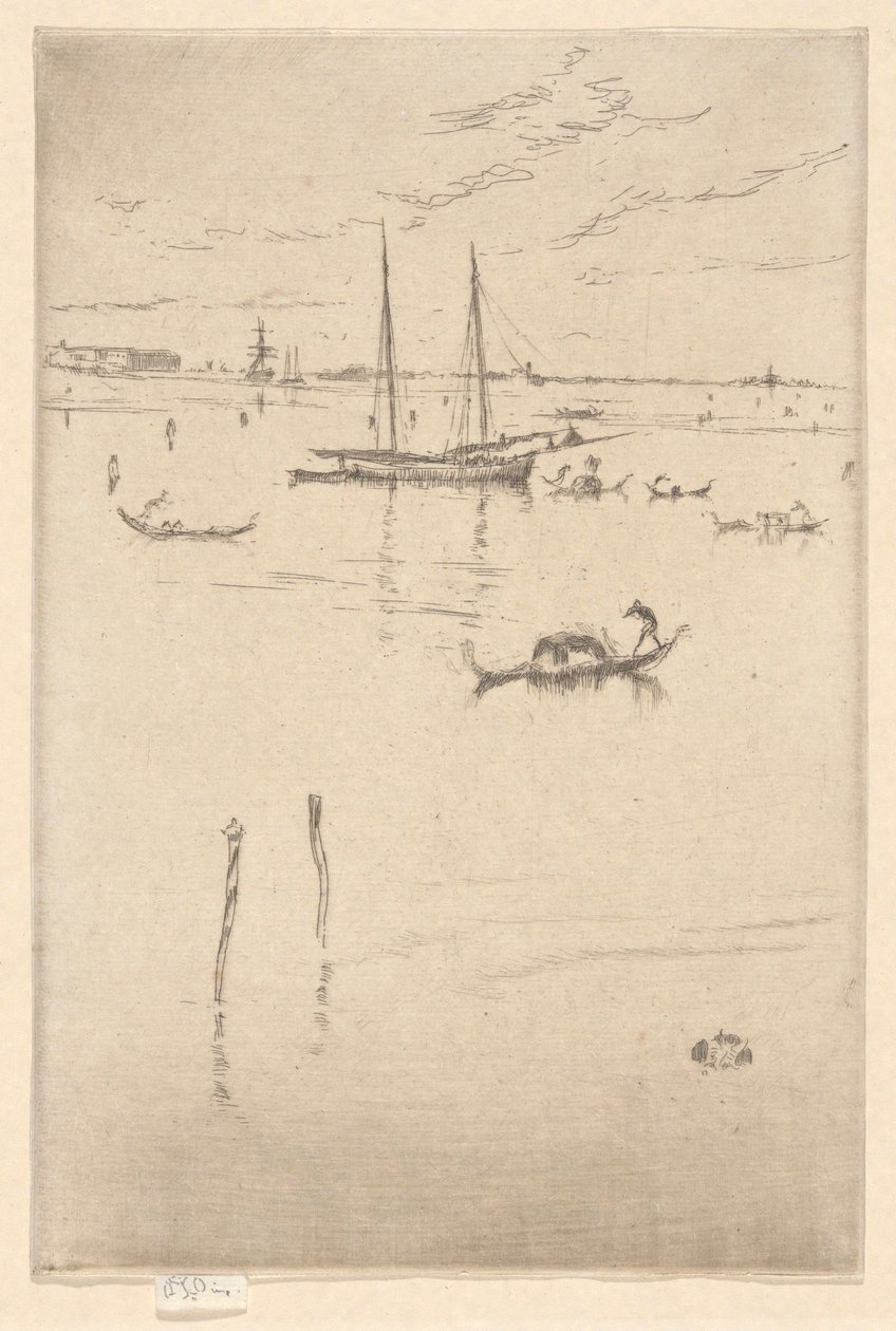 De kleine lagune, uit de Eerste Venetië Set (Venetië, Een serie van twaalf etsen) door James Abbott McNeill Whistler