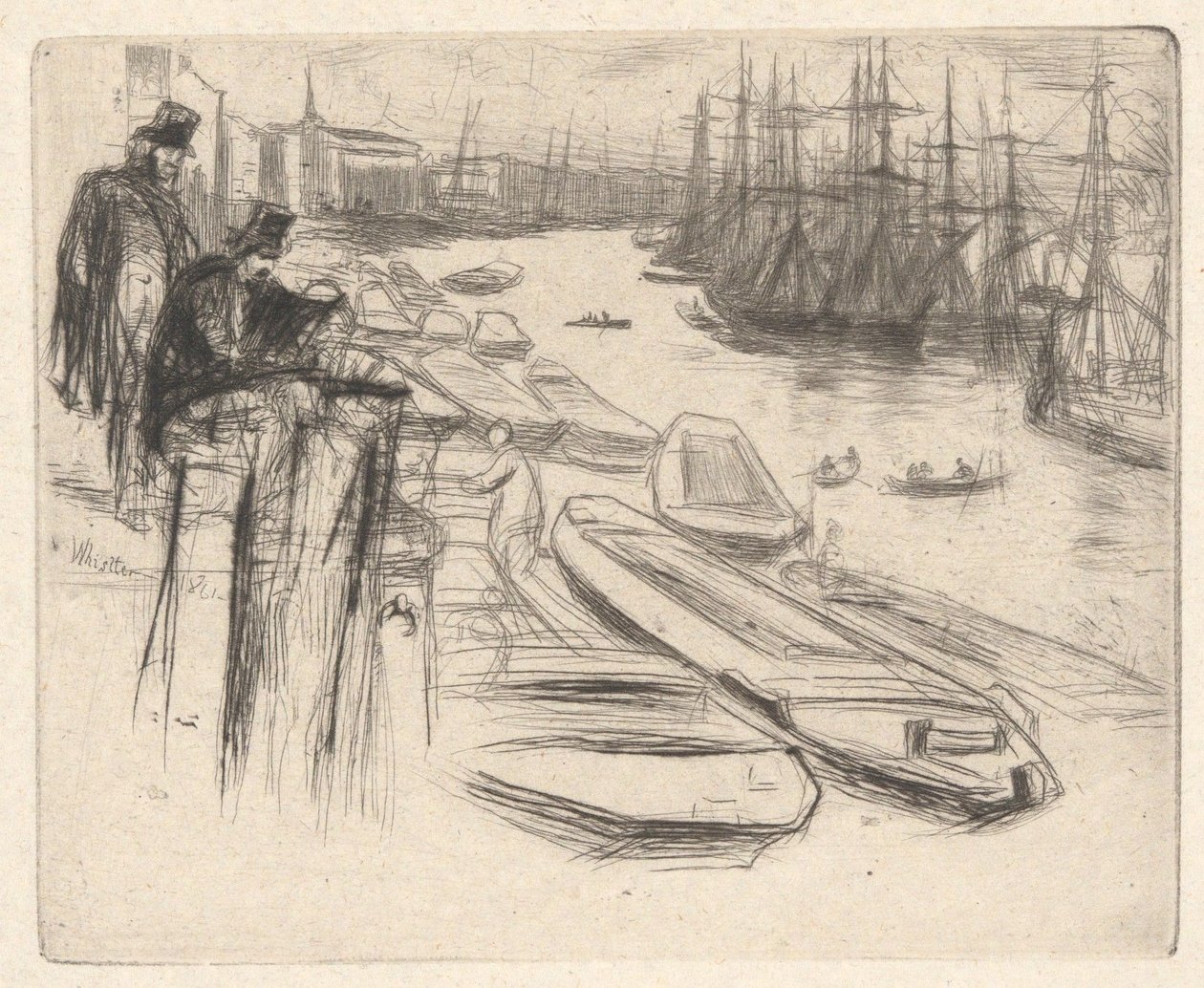 Het kleine meertje, uit de Thames-serie (Een reeks van zestien etsen met taferelen aan de Theems en andere onderwerpen) door James McNeill Whistler