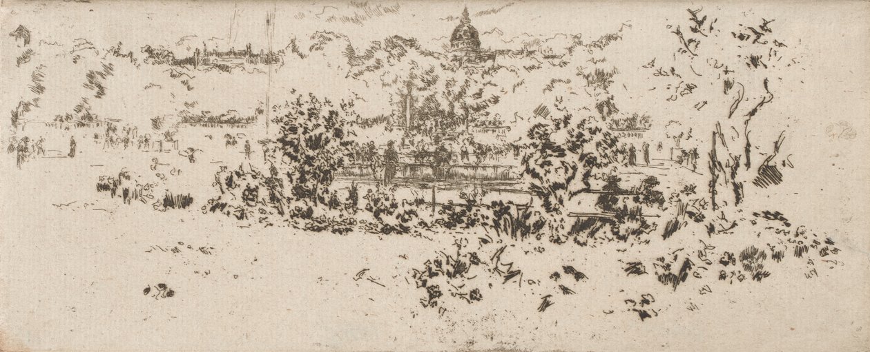 Het Pantheon vanaf het Terras, Luxemburgse Tuinen door James Abbott McNeill Whistler