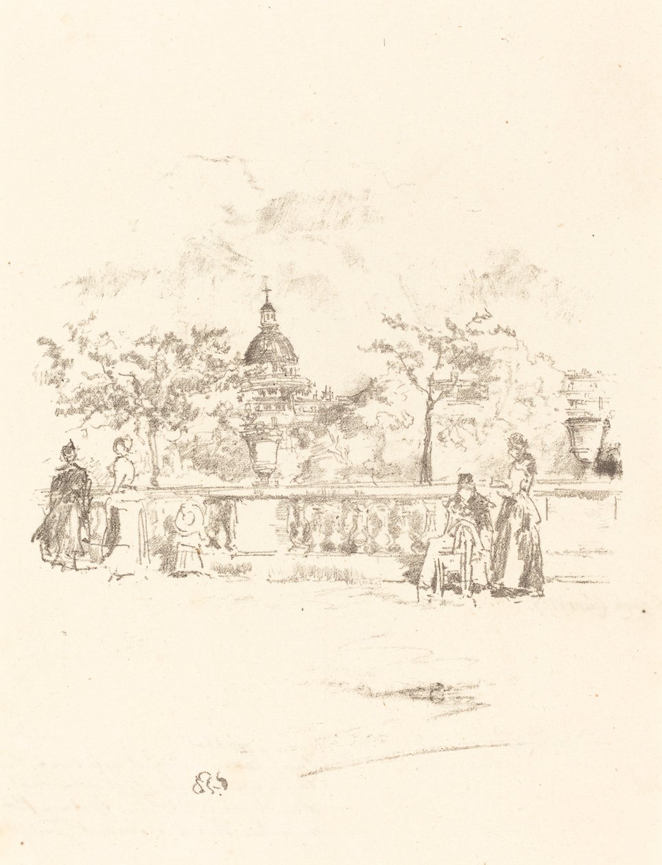 Het Pantheon, vanaf het Terras van de Luxemburgse Tuinen door James Abbott McNeill Whistler
