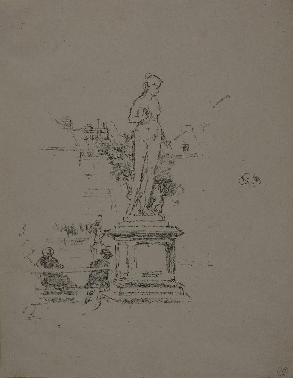 Het Standbeeld, Luxemburgse Tuinen door James Abbott McNeill Whistler