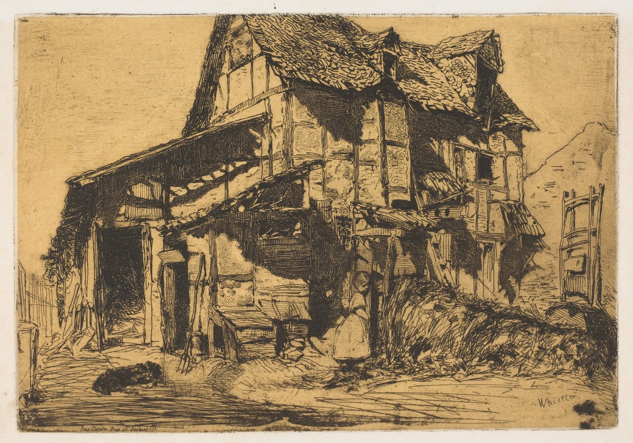 Het bouwvallige huurhuis (De oude boerderij) door James McNeill Whistler