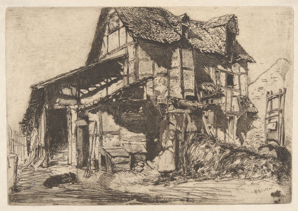 Het onveilige huurhuis, uit de Franse reeks (Douze Eaux-Fortes d