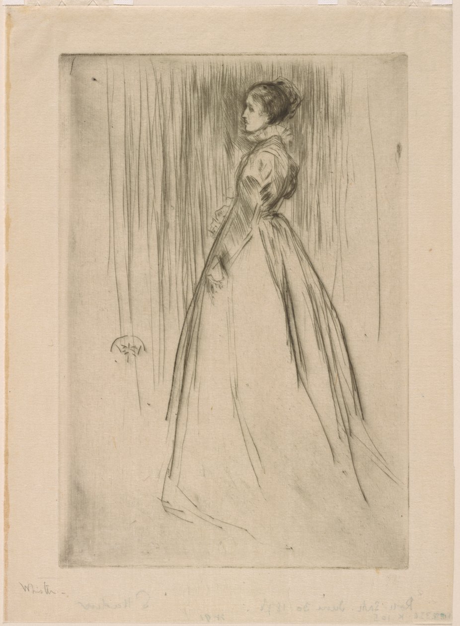 De fluwelen jurk (Mevr. Leyland) door James Abbott McNeill Whistler