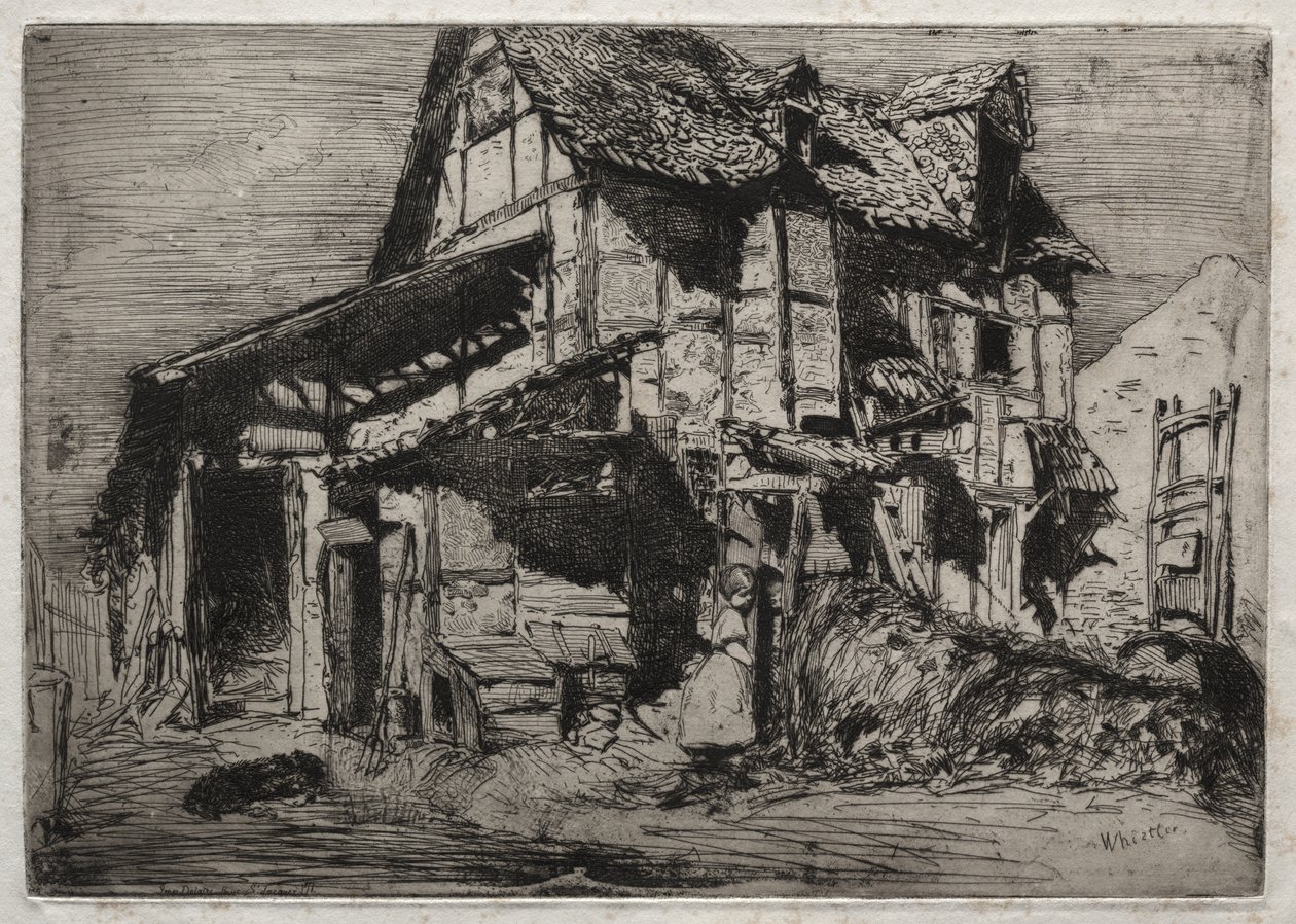 Twaalf etsen naar de natuur:  De onveilige huurwoning door James McNeill Whistler