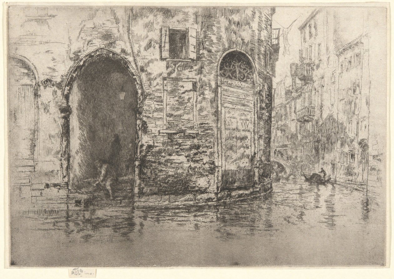 Twee deuropeningen, uit de eerste Venetië-serie (Venetië, een serie van twaalf etsen) door James McNeill Whistler