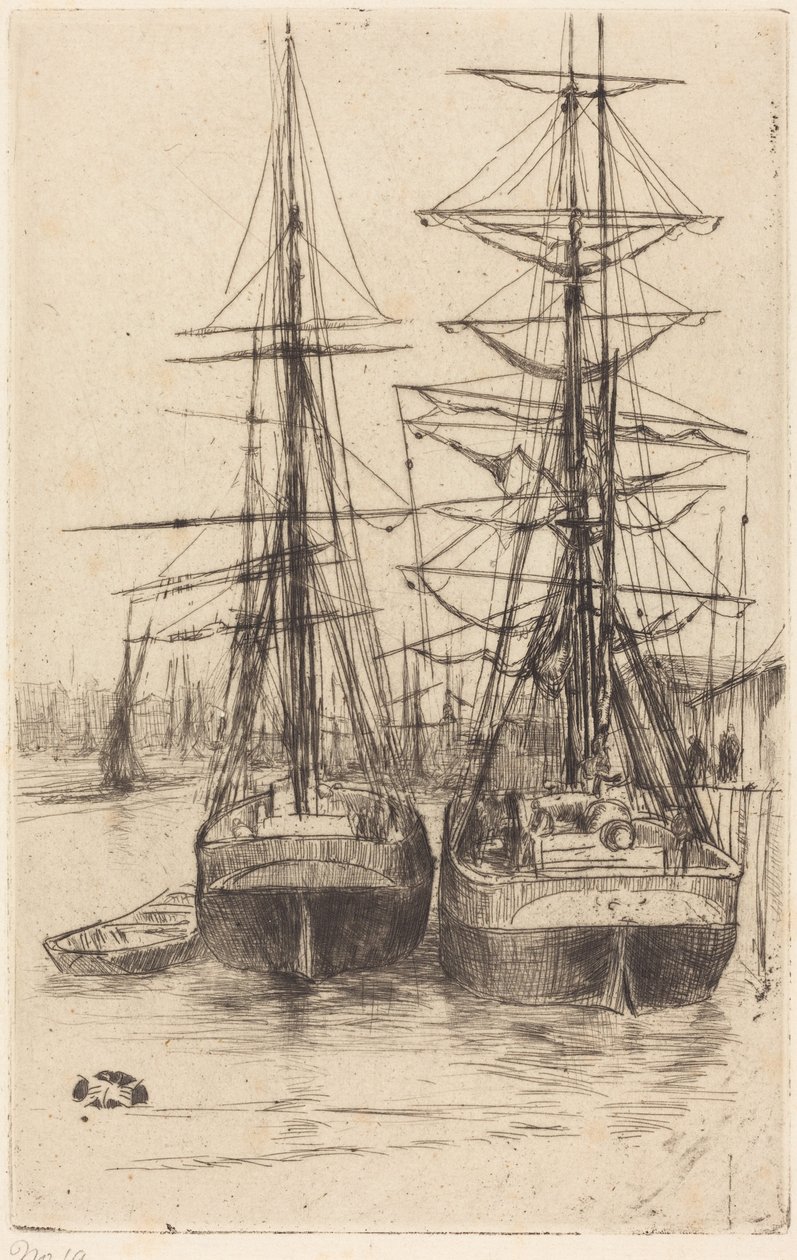 Twee schepen door James McNeill Whistler
