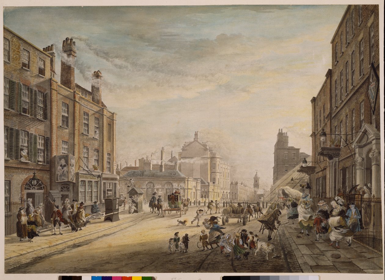 Uitzicht op Hanover Square met Holles Street, Londen, 1773-1791 door James Miller