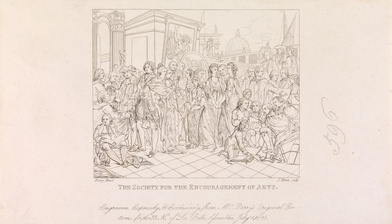 Ontwerpen voor de Grote Kamer van de Society of Arts (4 van 1 blad) door James Mitan