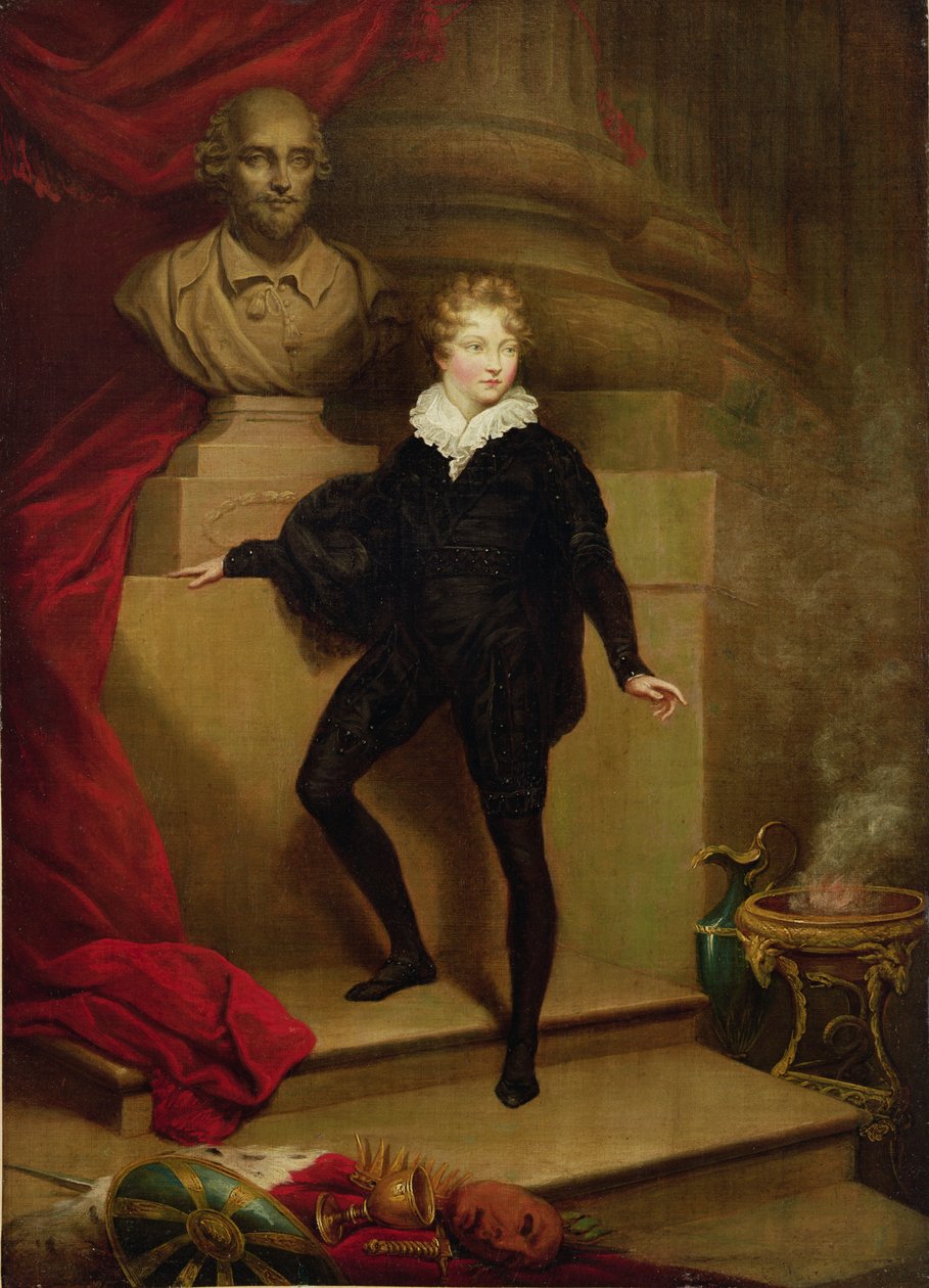 Meester Betty als Hamlet voor een buste van Shakespeare, c.1804-06 door James Northcote