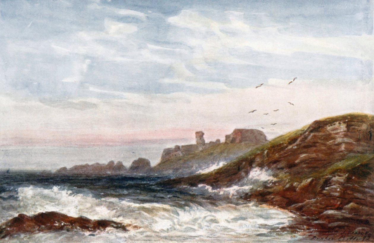 "Dunbar Castle (kleurenlitho) door James Orrock