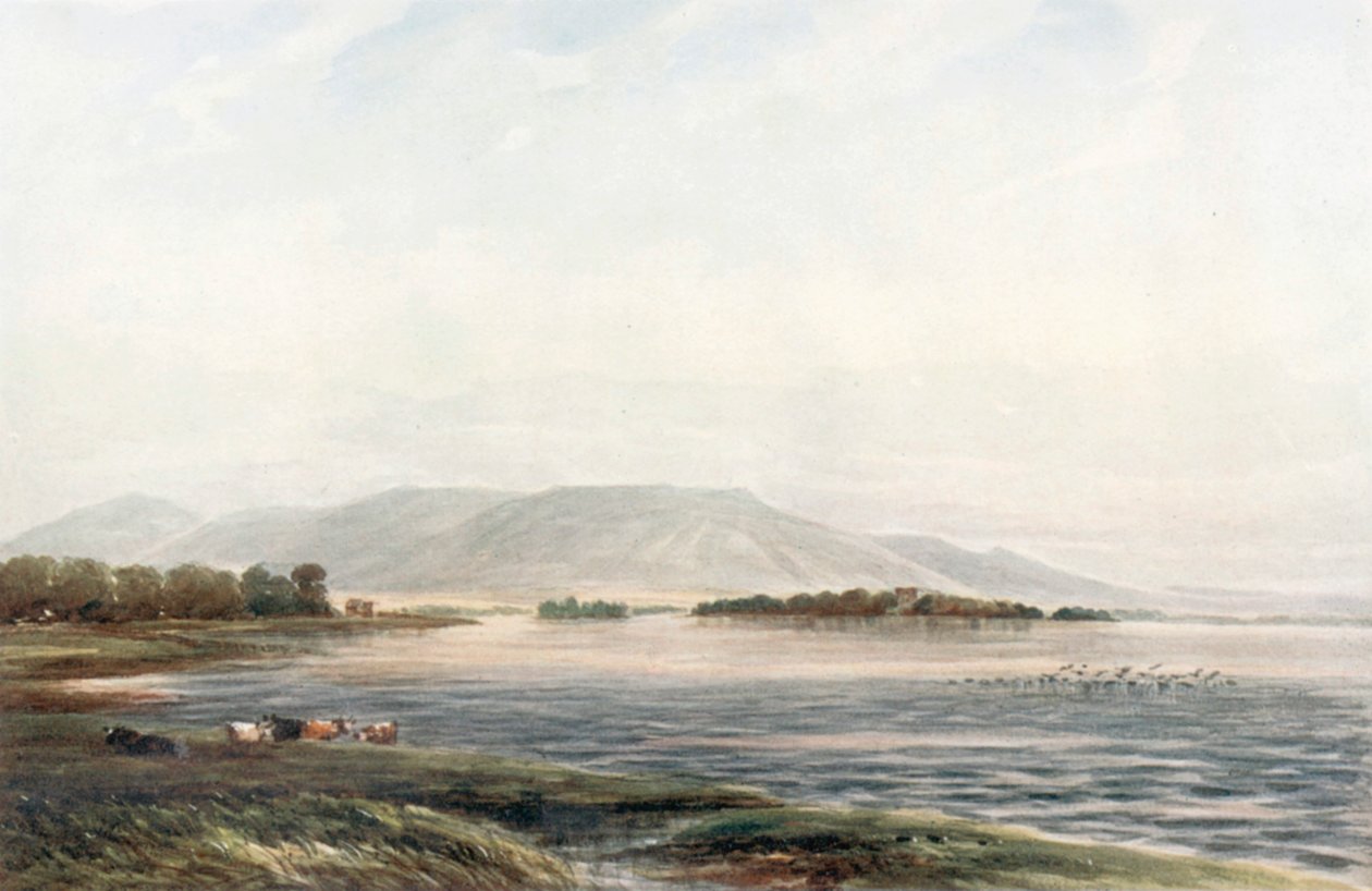 "Kasteel Lochleven (kleurenlitho) door James Orrock