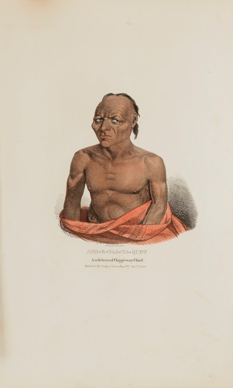 ASH-E-TAA-NA-QUET; Een gevierd Chippeway opperhoofd, uit de Aboriginal Portfolio door James Otto Lewis
