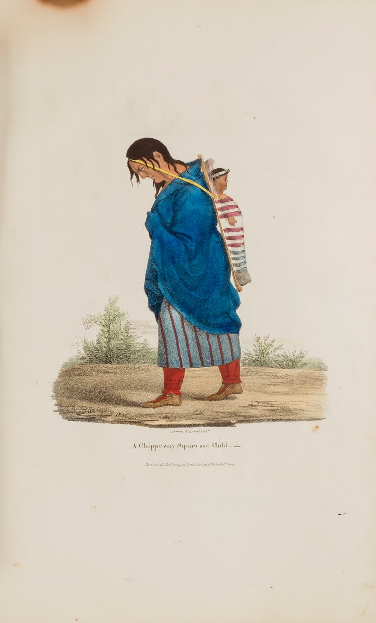 Een Chippeway-vrouw en kind, uit de Aboriginal Portfolio door James Otto Lewis