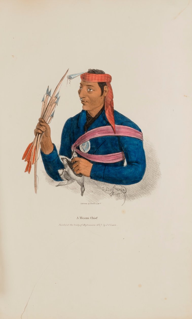 Een opperhoofd uit Miami, uit de Aboriginal Portfolio door James Otto Lewis