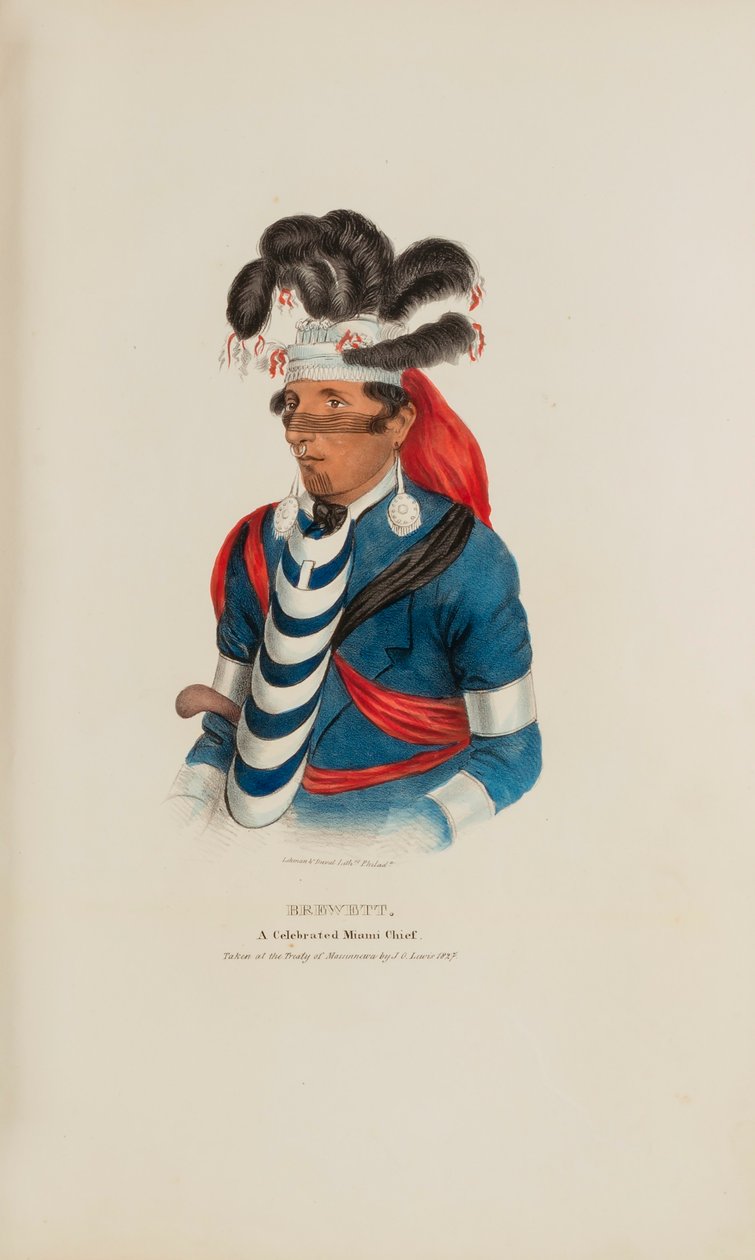 BREWETT; Een gevierd opperhoofd Miami, uit de Aboriginal Portfolio door James Otto Lewis
