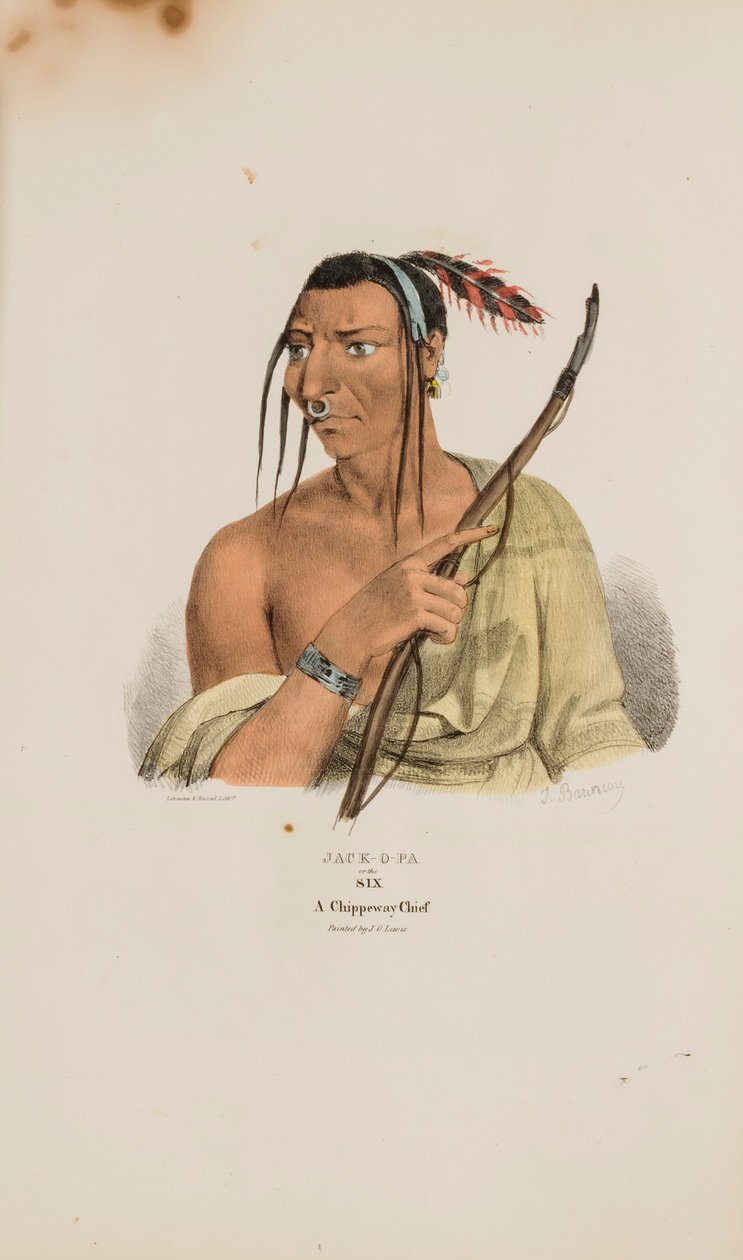 JACK-O-PA of de Zes; Een Chippeway opperhoofd, uit de Aboriginal Portfolio door James Otto Lewis