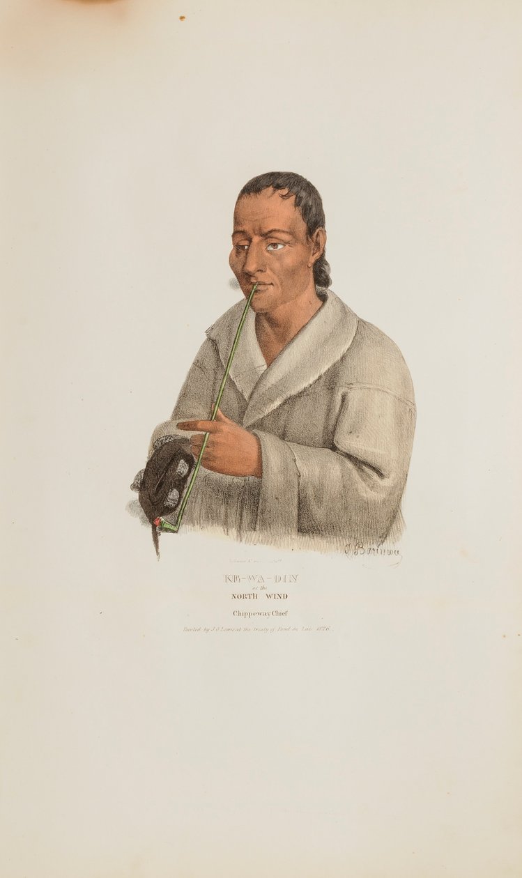 KE-WA-DIN of de noordenwind; een Chippeway opperhoofd, uit de Aboriginal Portfolio door James Otto Lewis