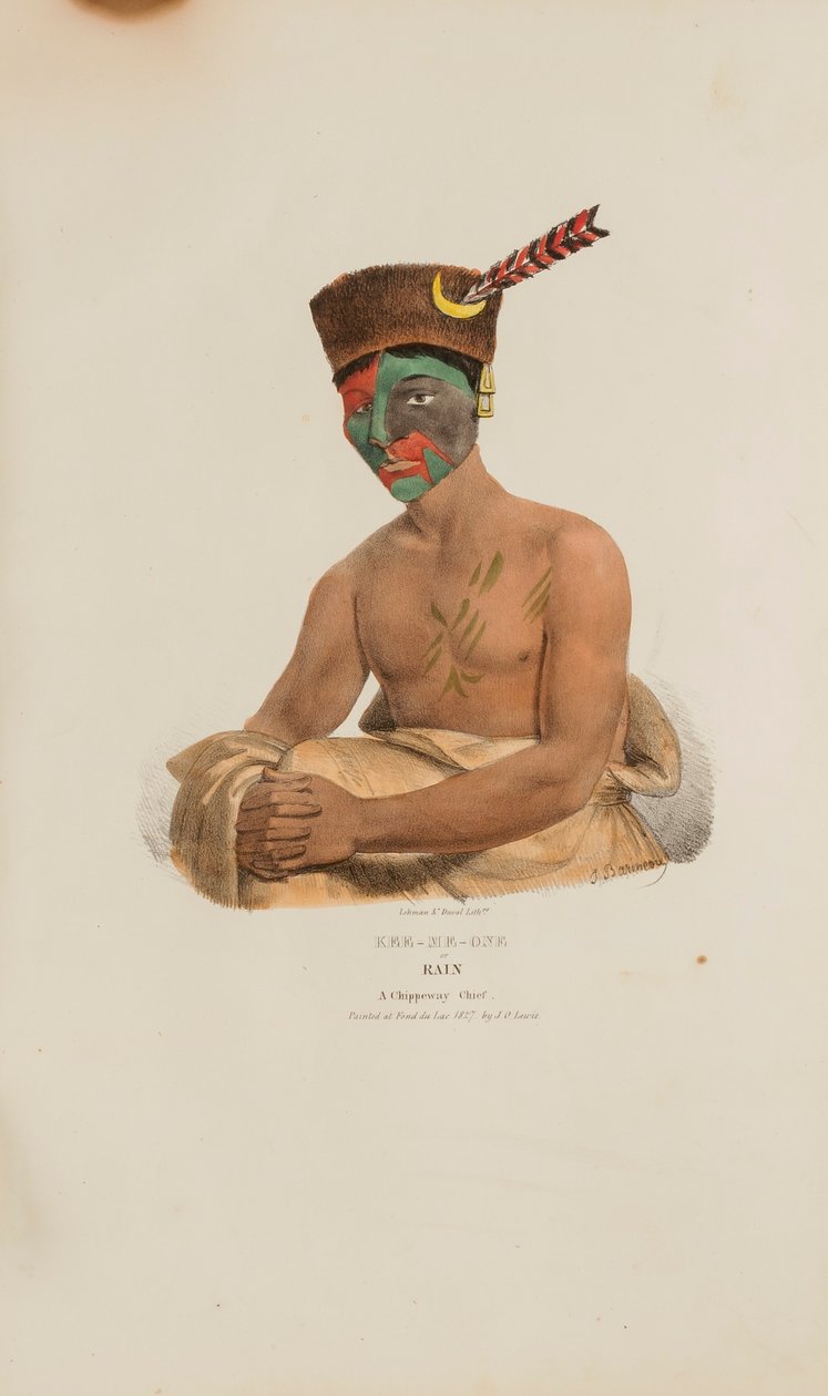 KEE-ME-ONE of Regen; een Chippeway opperhoofd, uit de Aboriginal Portfolio door James Otto Lewis