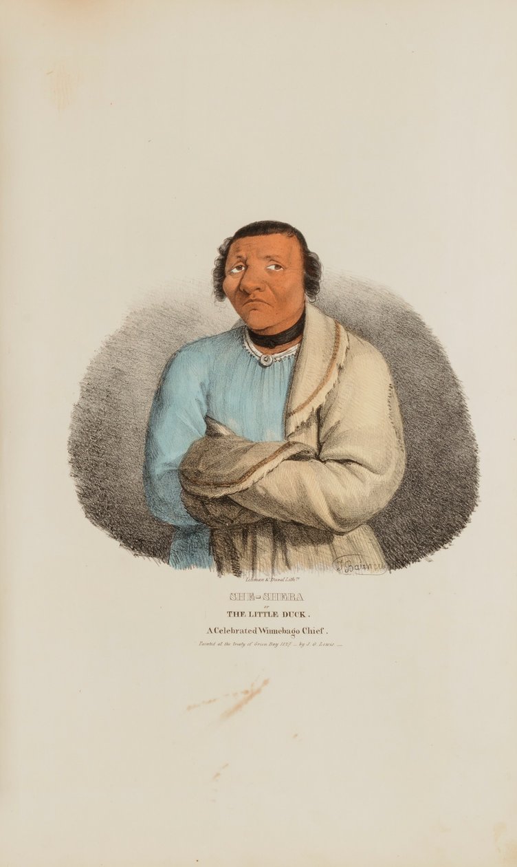 SHE-SHEBA of de kleine eend; een gevierd Winnebago opperhoofd, uit de Aboriginal Portfolio door James Otto Lewis