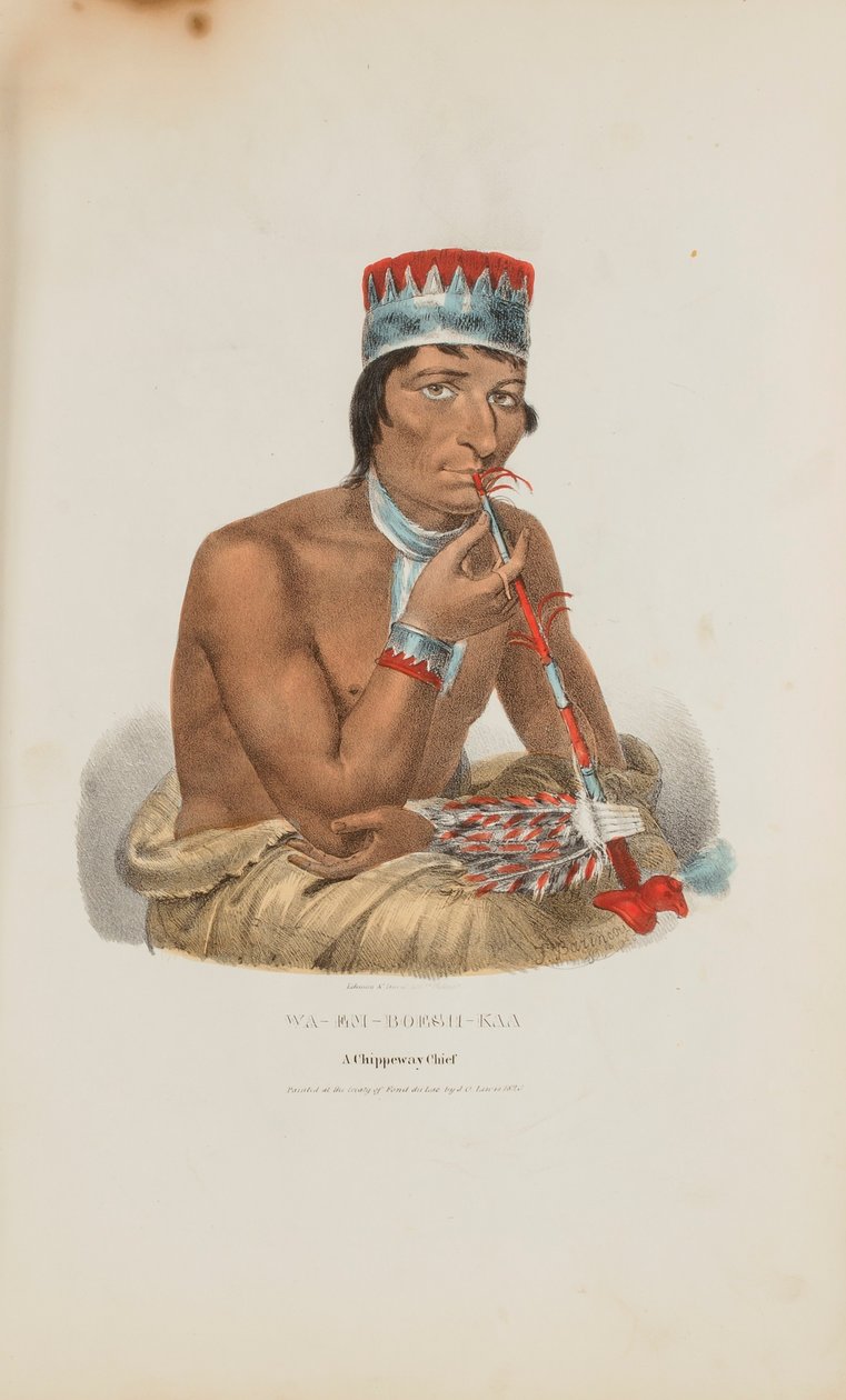 WA-EM-BOESH-KAA; Een Chippeway opperhoofd, uit de Aboriginal Portfolio door James Otto Lewis