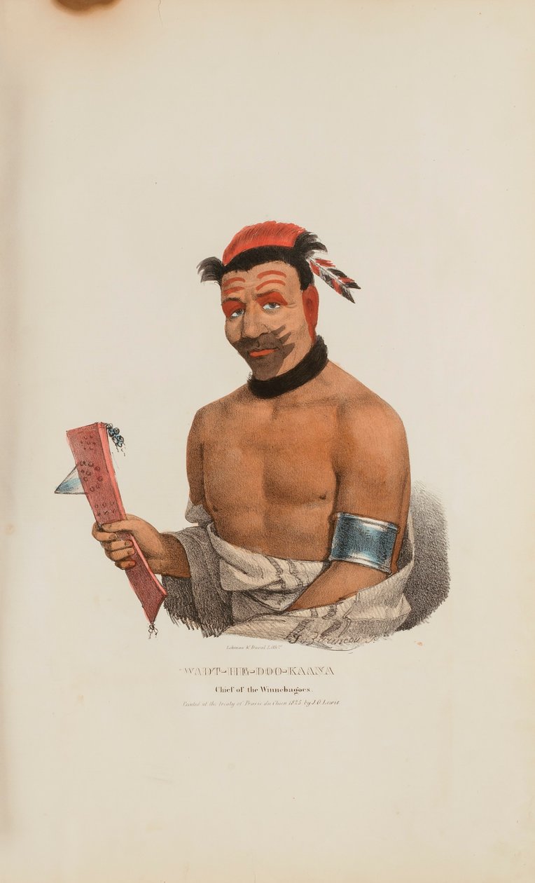 WADT-HE-DOO-KAANA; opperhoofd van de Winnebagoes, uit de Aboriginal Portfolio door James Otto Lewis