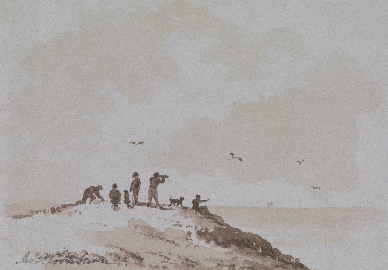 Waarnemers op een heuvel met uitzicht op de zee door James Pattison Cockburn