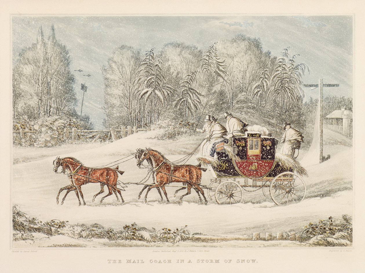 De Postkoets in een Sneeuwstorm door James Pollard
