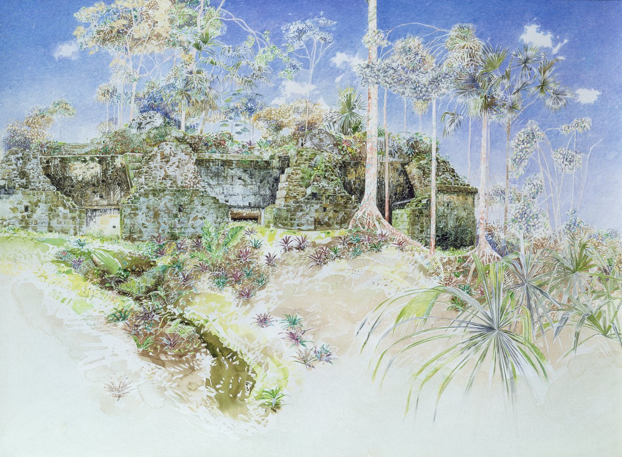 Verwoeste Tempel, Tikal, Guatemala, 1984 door James Reeve