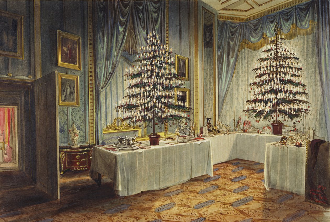 Kerstbomen van de hertogin van Kent en de koninklijke kinderen in Windsor Castle, 1850 door James Roberts