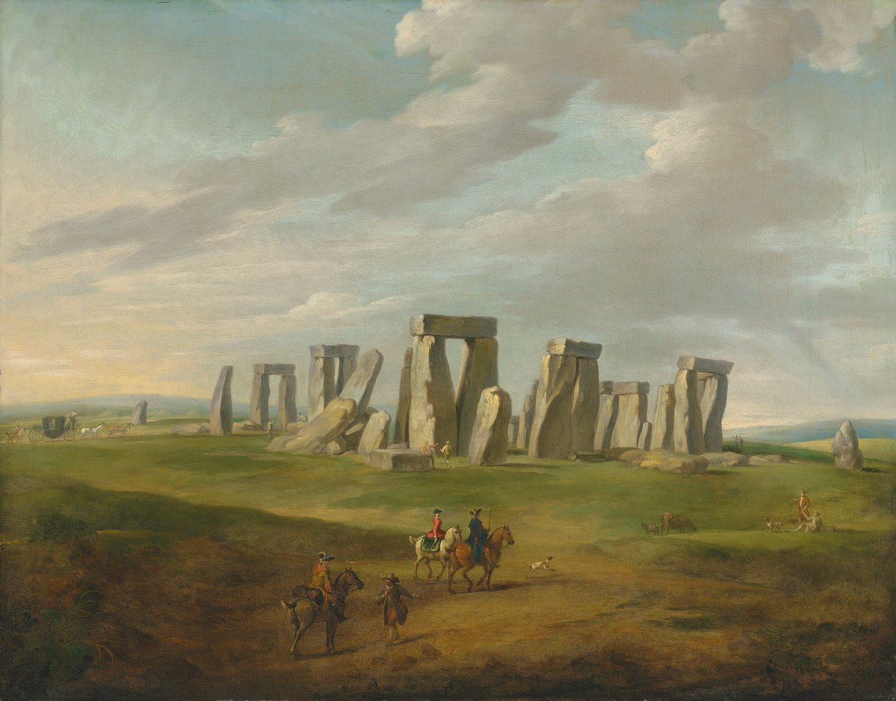 Stonehenge met een koets en reizigers te paard door James Ross