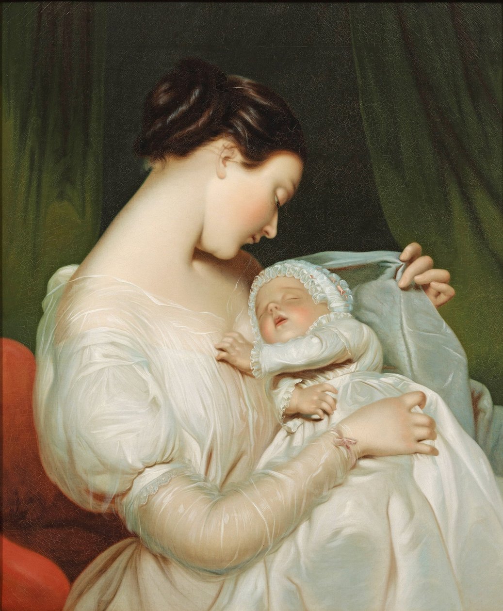 James Sant - Portret van Elizabeth, de vrouw van de kunstenaar, met haar dochter door James Sant