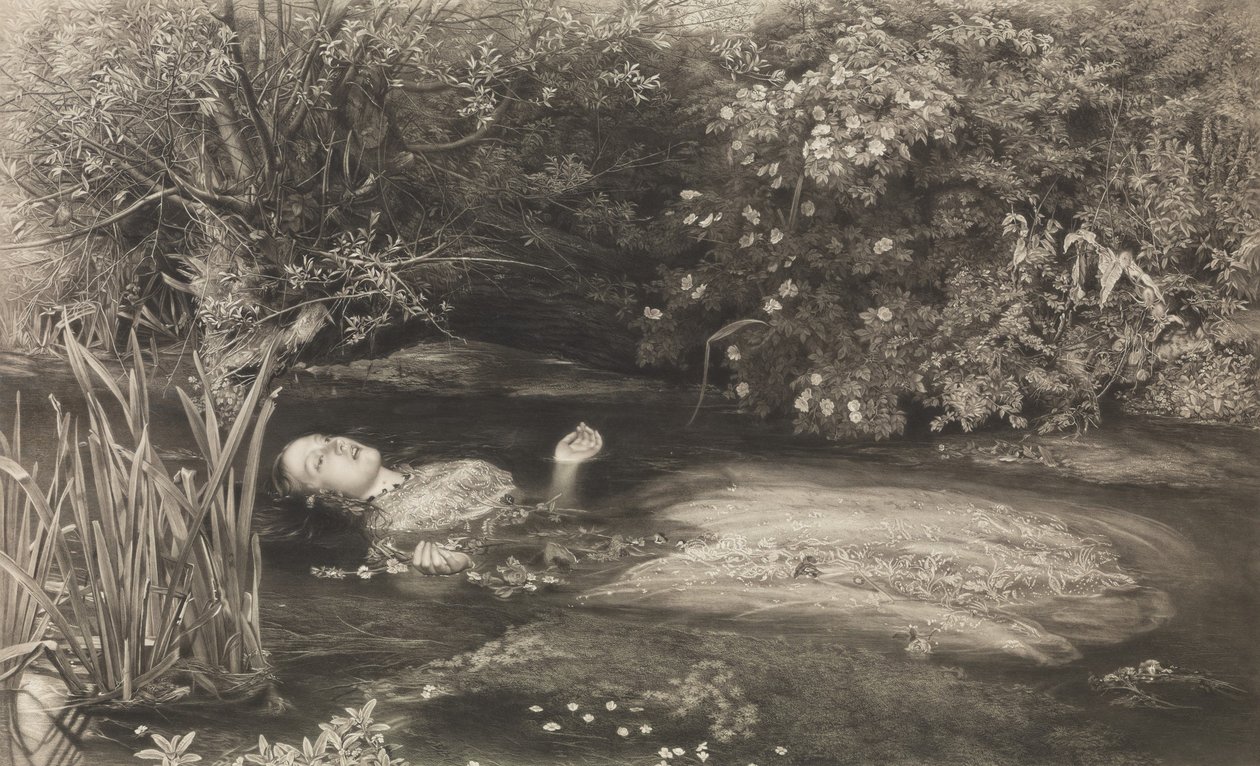 Ophelia Shakespeare, Hamlet, Act 4, Scene 7, 1 maart 1866 door James Stephenson