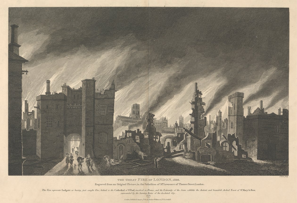 De grote brand van Londen, 1666 door James Stow