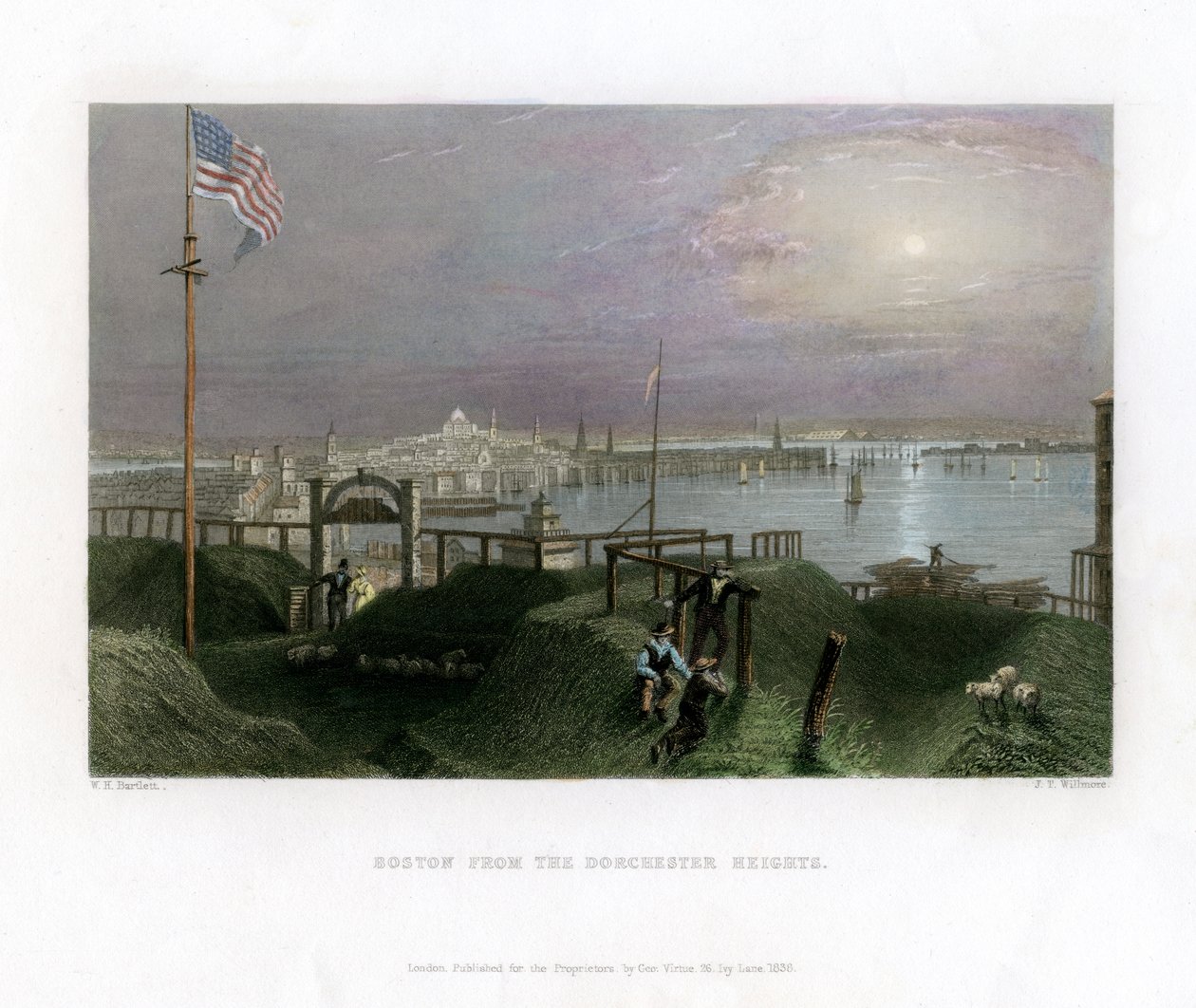 Boston gezien vanaf de Dorchester Heights, VS door James Tibbitts Willmore
