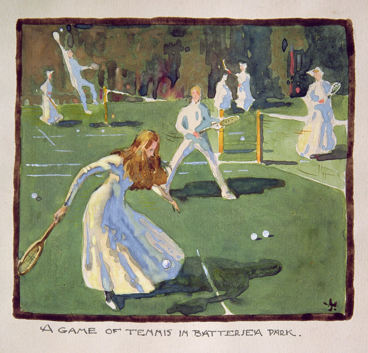Een Partijtje Tennis in Battersea Park door James Wallace