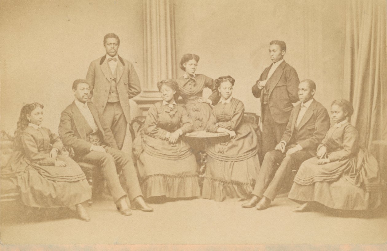 Carte-de-visite van de Jubilee Singers, 1872, later gedrukt door James Wallace Black