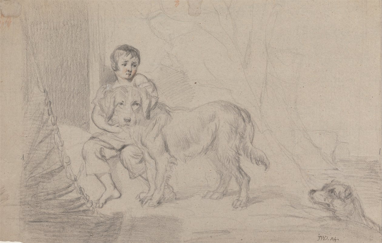 Een jonge jongen met honden door James Ward