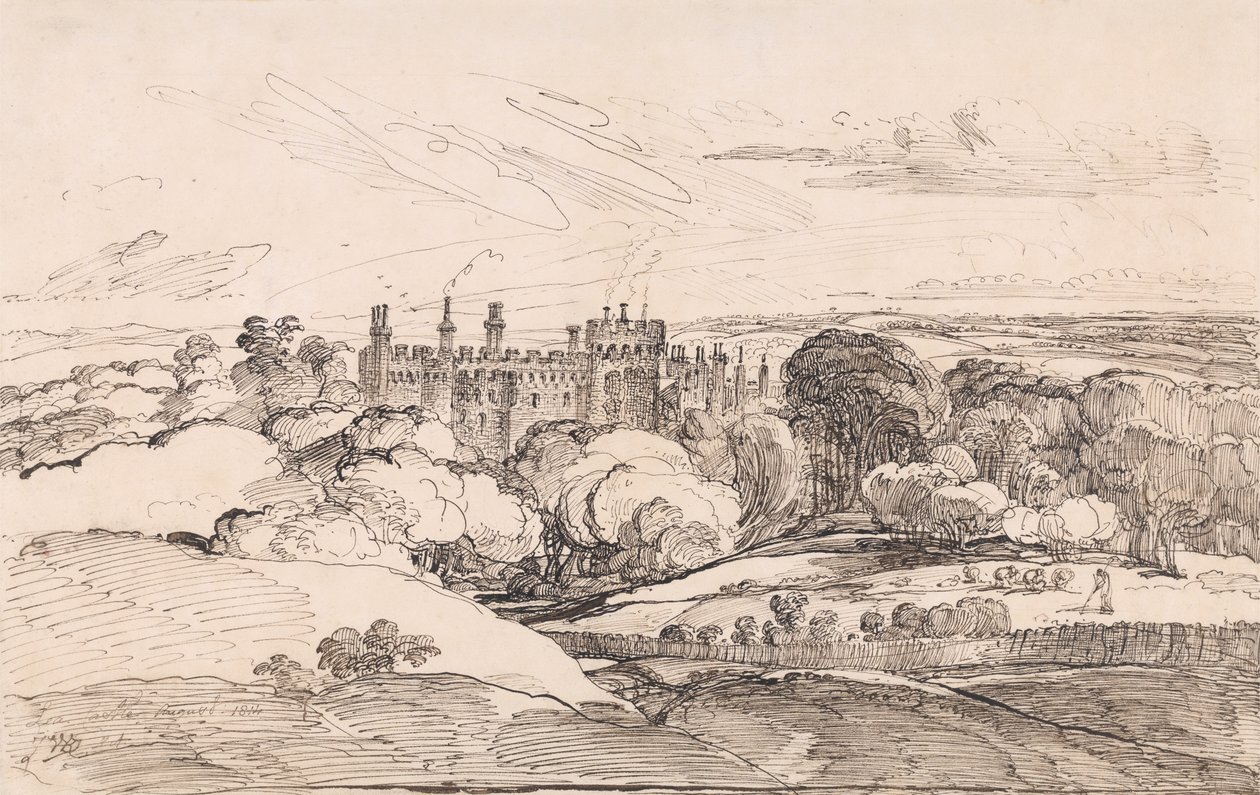 Lea Castle van boven de bossen, 1814 door James Ward
