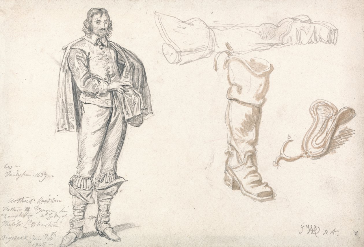 Studies van een Staand Figuur en een Laars, 1825 door James Ward