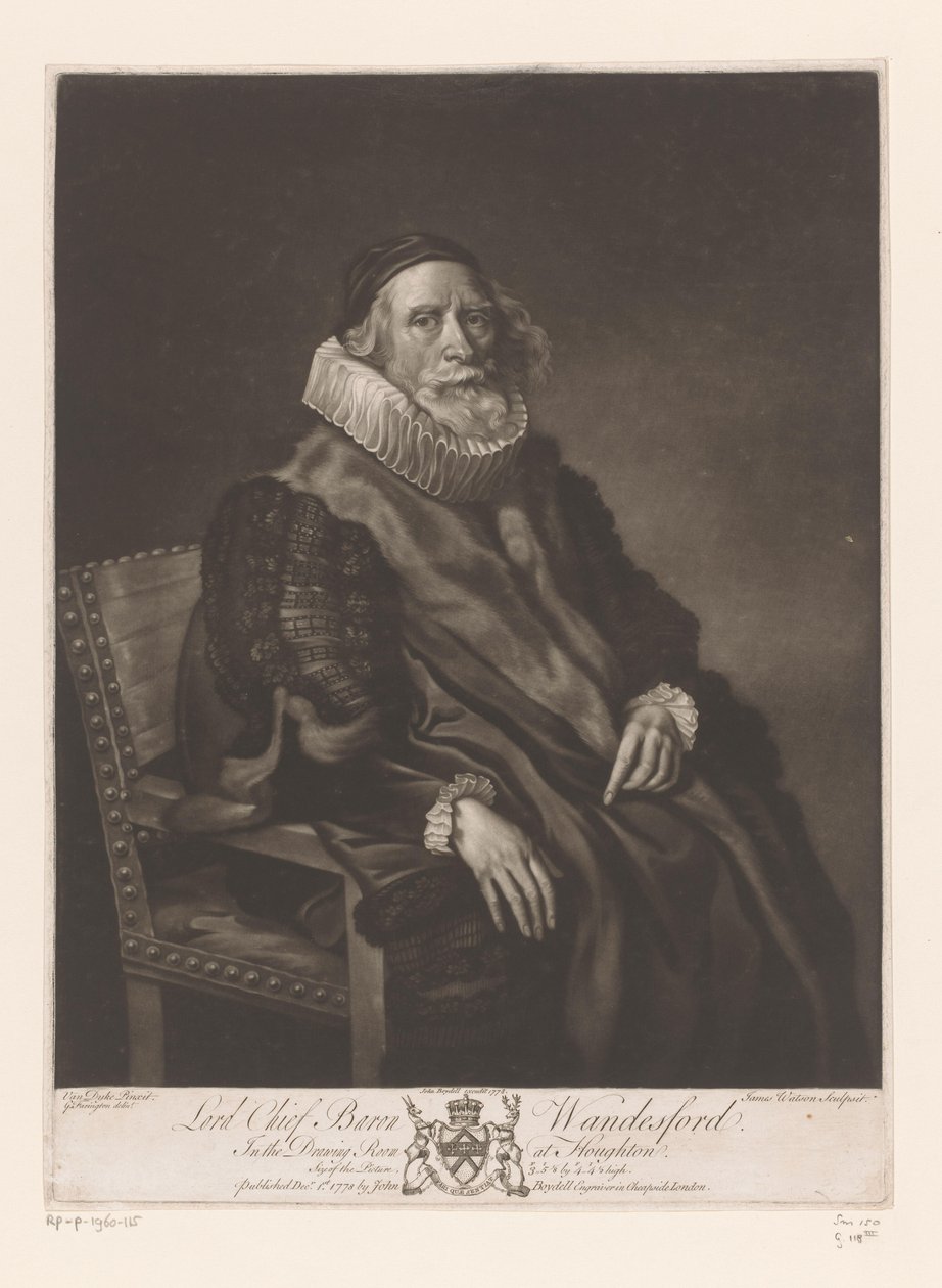 Portret van Rowland Wandesford door James Watson (prentmaker)