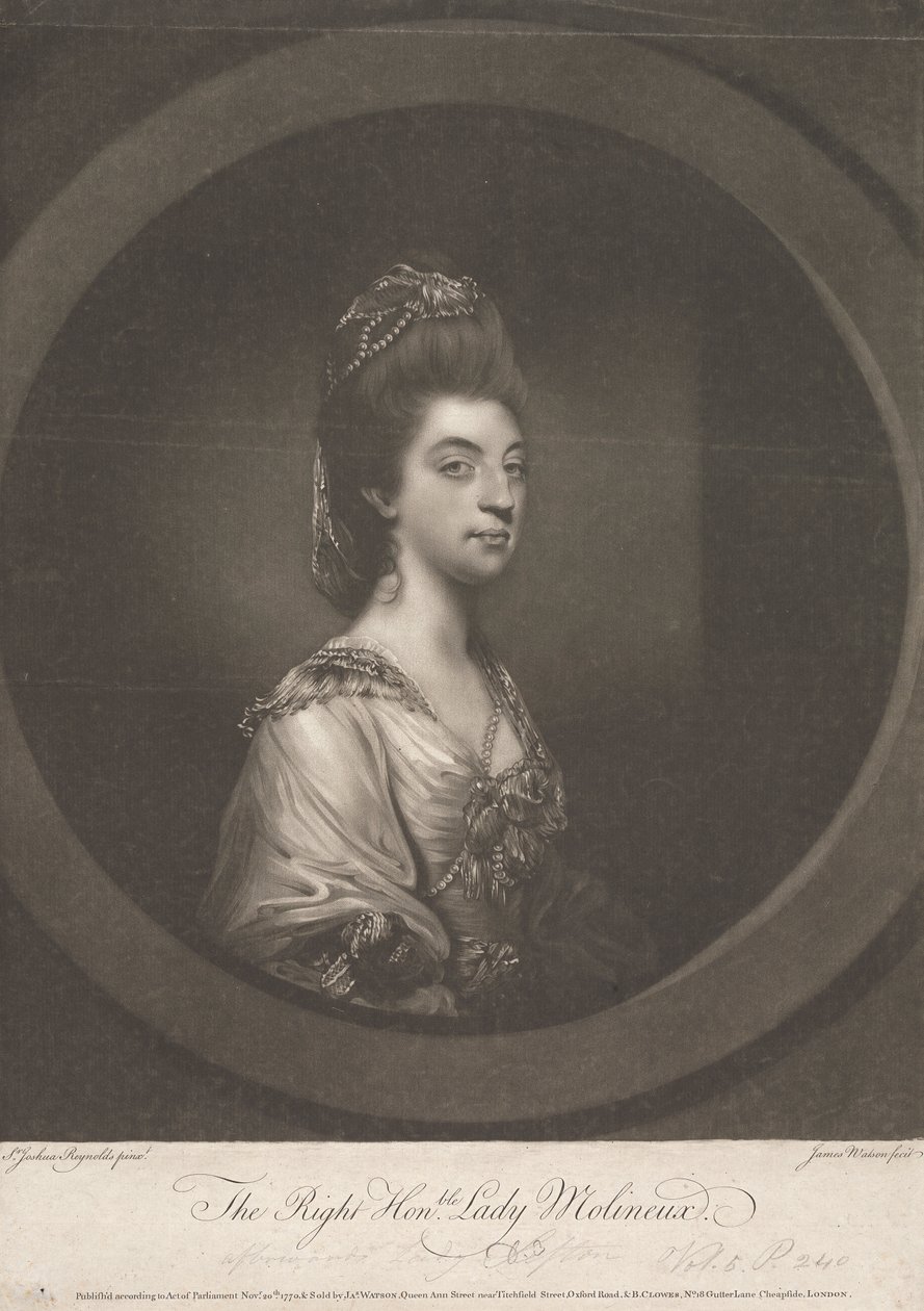 Isabella Molyneux (geboren Stanhope), gravin van Sefton door James Watson