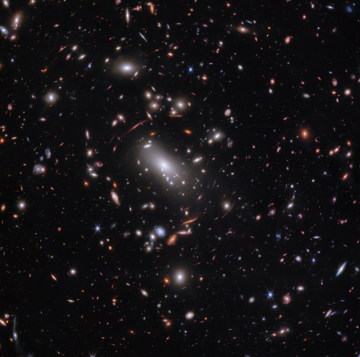 Sterrenstelselcluster MACS J1423 (opname met de NIRCam) door James Webb Space Telescope (NASA)