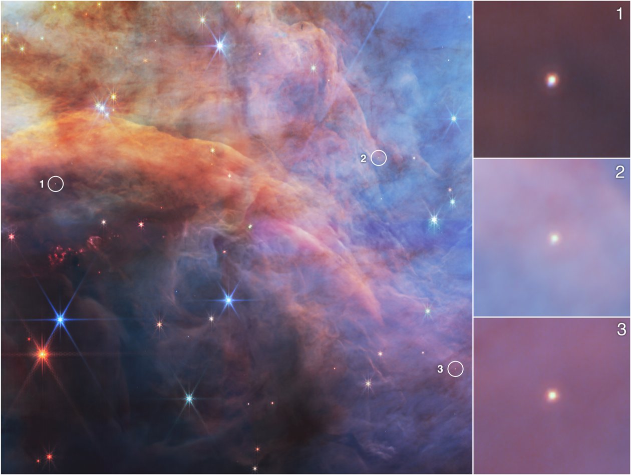 Kleine objecten in de Vlamnevel (NIRCam-opname) door James Webb Space Telescope (NASA)