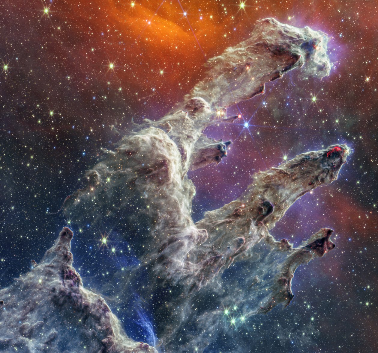 Zuilen van de Schepping (NIRCam en MIRI Composite) door James Webb Space Telescope (NASA)