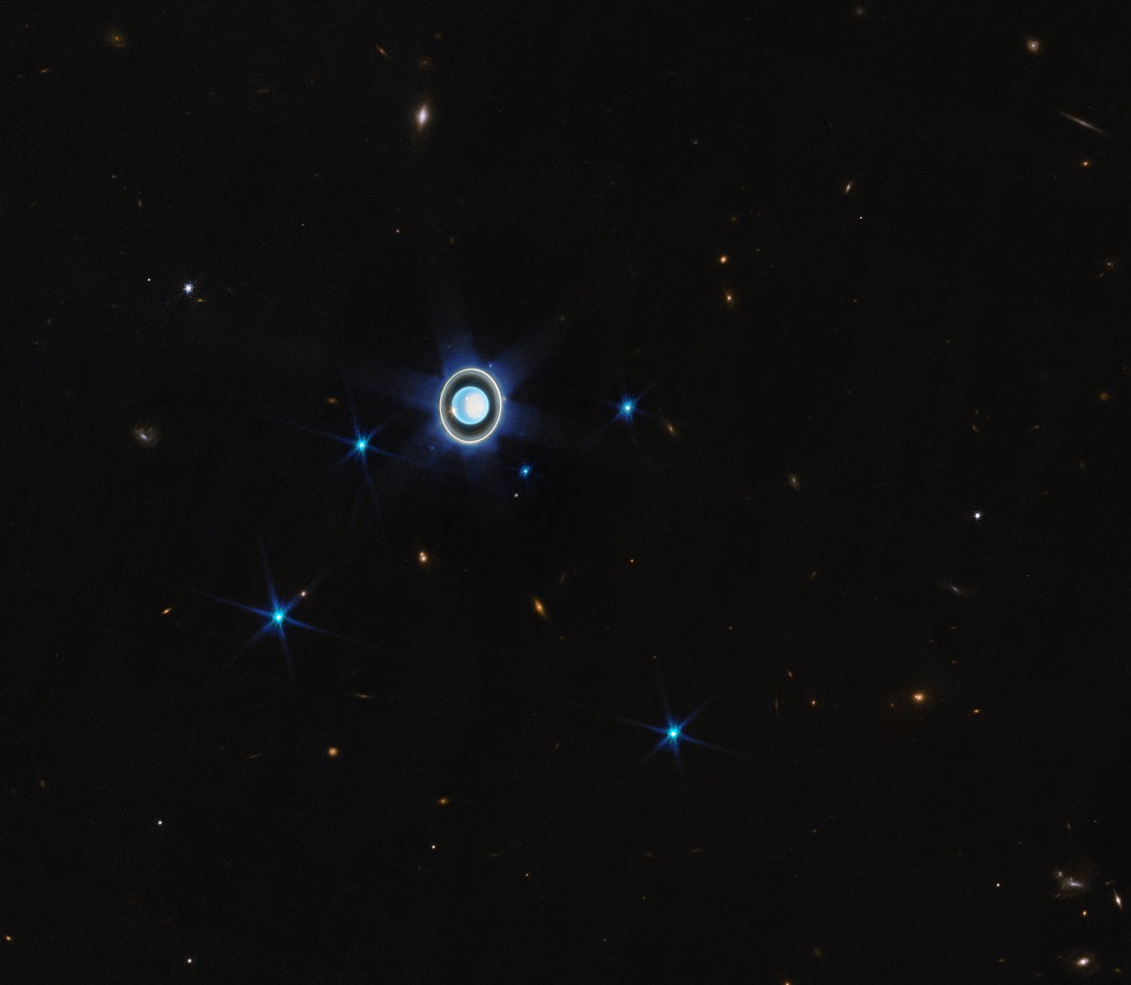 Uranus (NIRCam Kompasbeeld) Onaangetekend door James Webb Space Telescope (NASA)