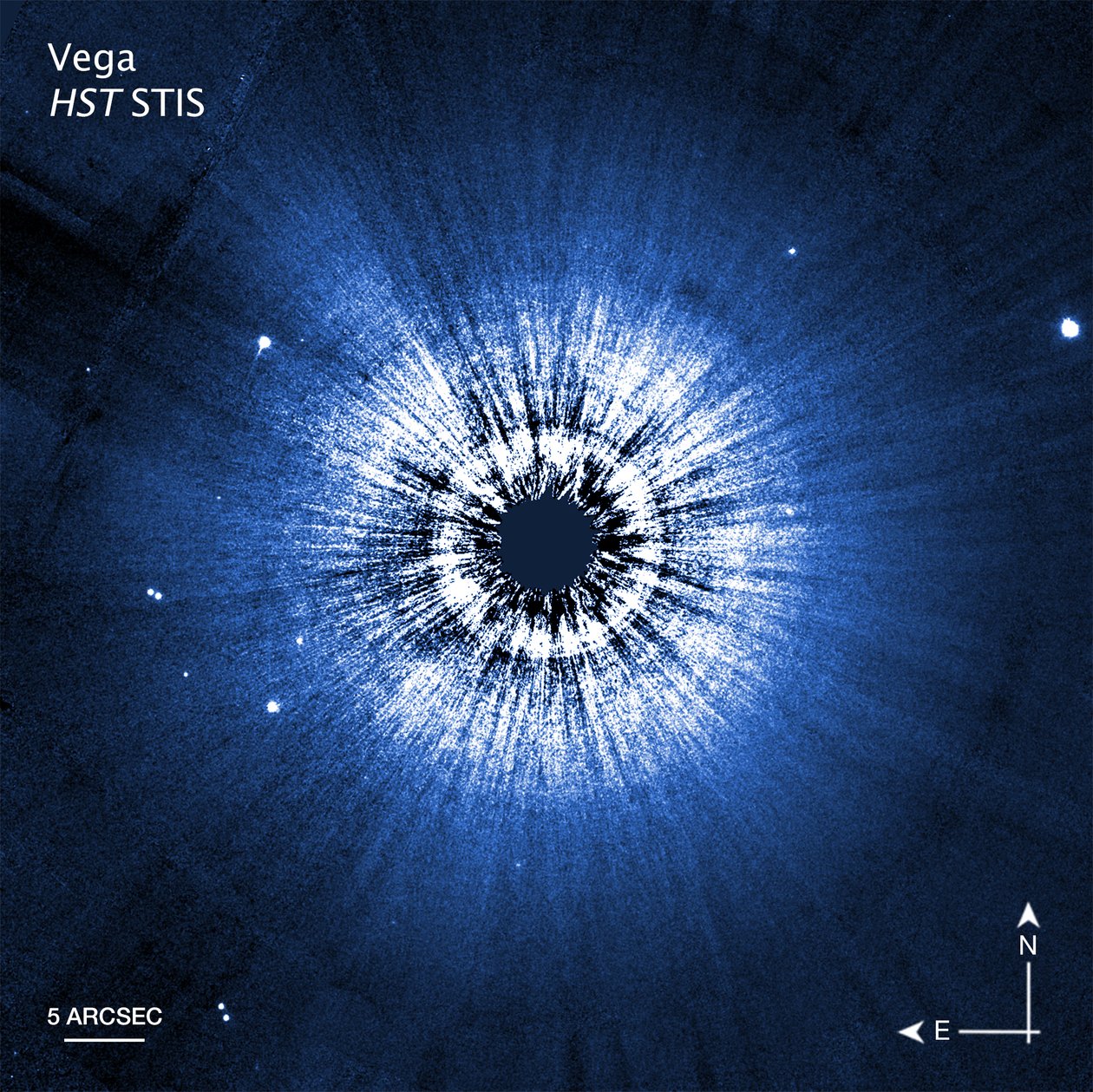 Afbeelding van het Vega Hubble-kompas door James Webb Space Telescope (NASA)