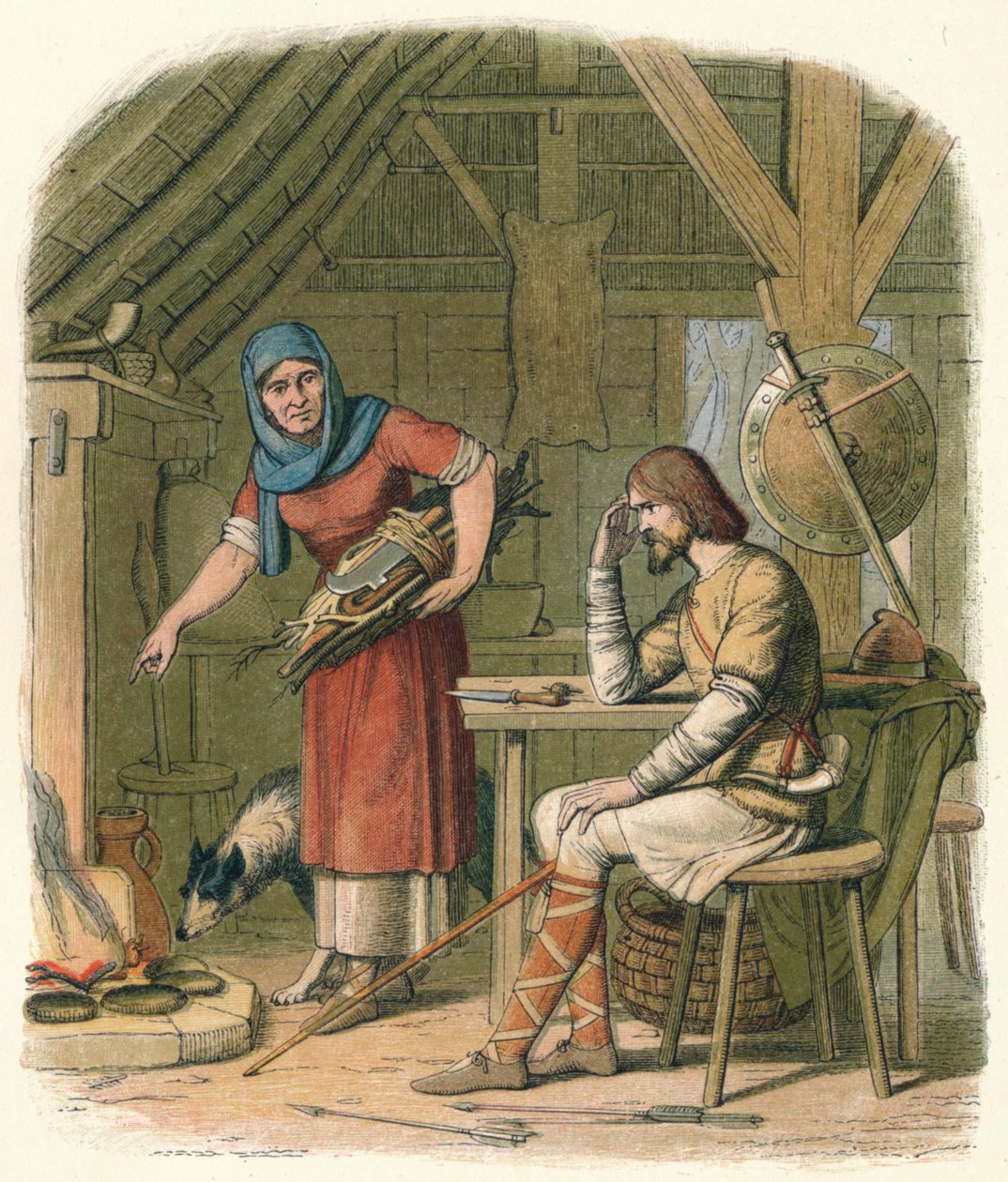 Alfred in de hut van de herder, ca. 878 door James William Edmund Doyle