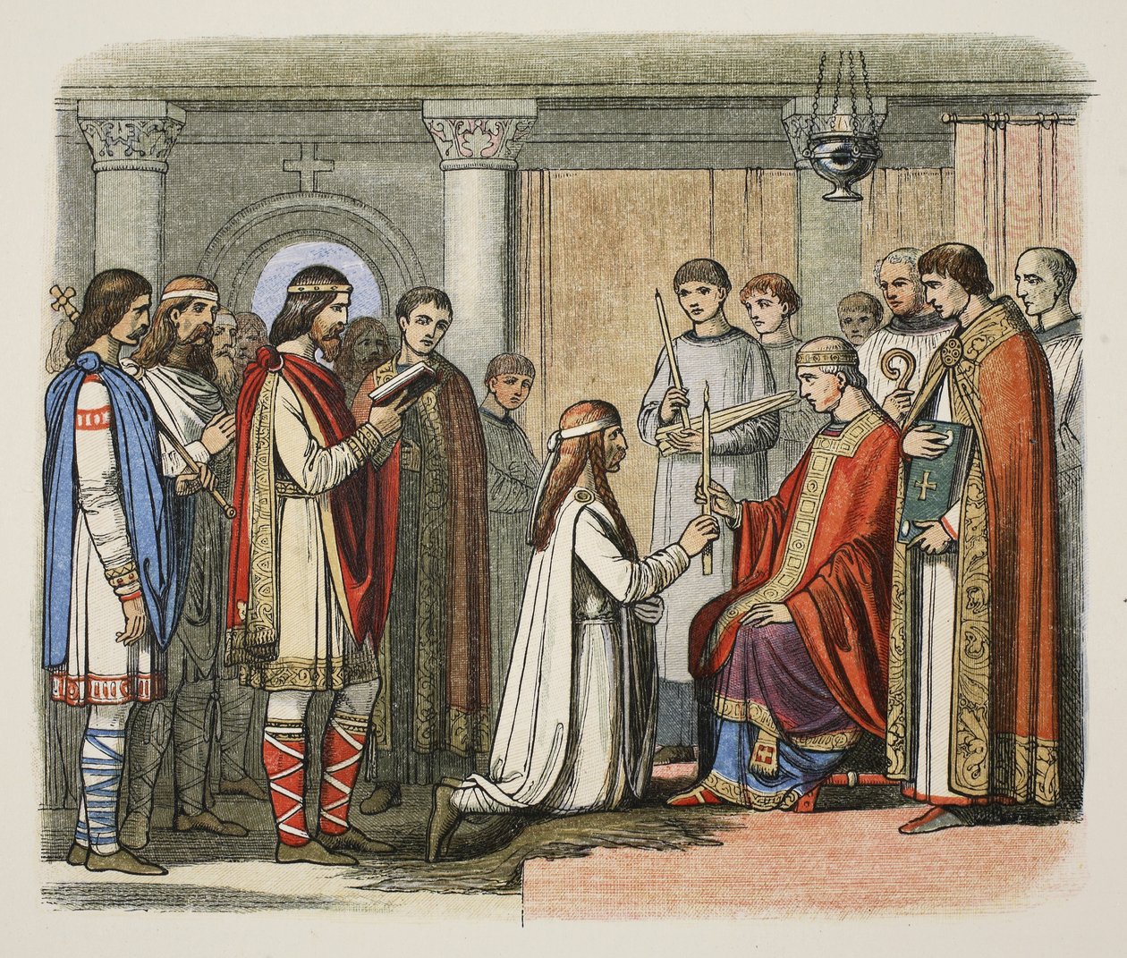 Doop van koning Guthorm, 878 na Christus, uit A Chronicle of England BC 55 to AD 1485, pub. Londen door James William Edmund Doyle